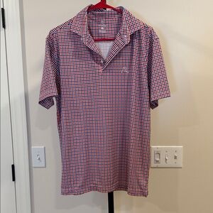 Rhoback Red and Blue Checked Short Sleeve Polo